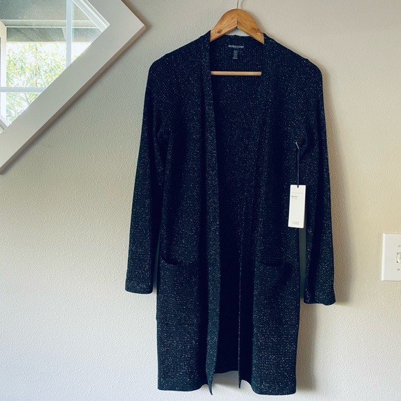 Eileen Fisher Merino Sparkle Long Cardigan Black Size PP NWT - Picture 4 of 9